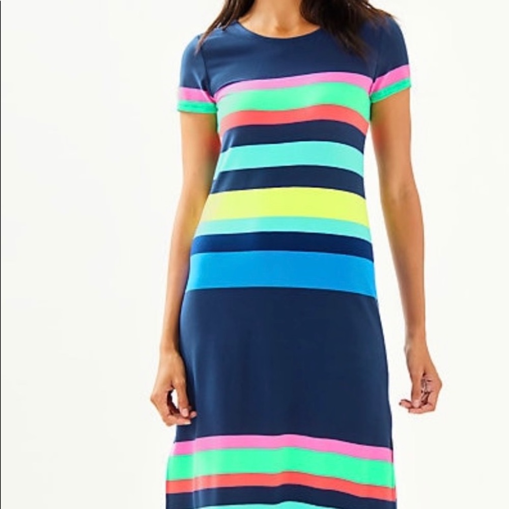 Lilly Pulitzer Navy Multi-Stripe Maxi Dress